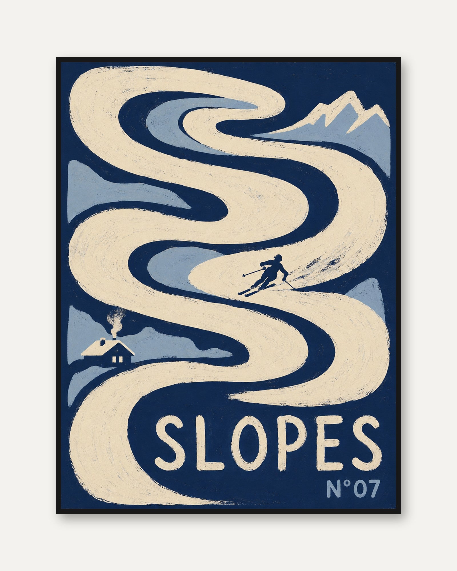 Vintage Ski Poster – Retro Slopes Print - framed