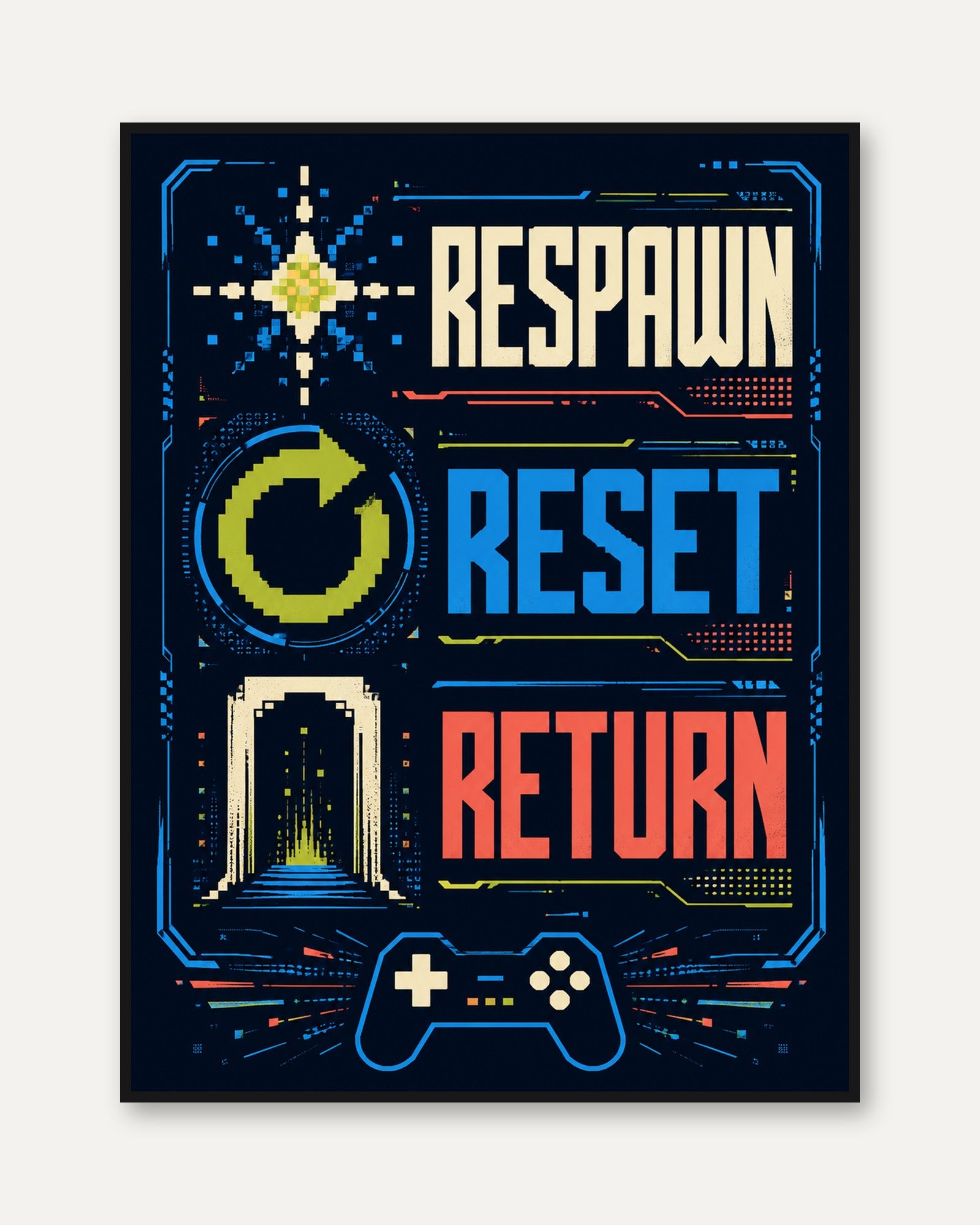Motivational Gaming Wall Art – Gamer Room Decor - framed