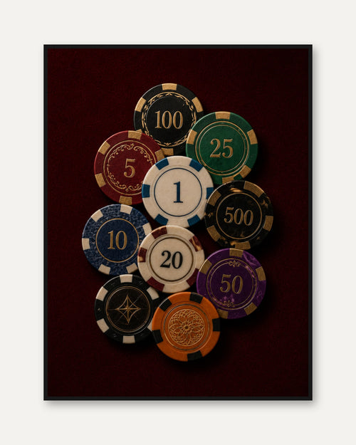 Casino Wall Art – Poker Chips Print - framed