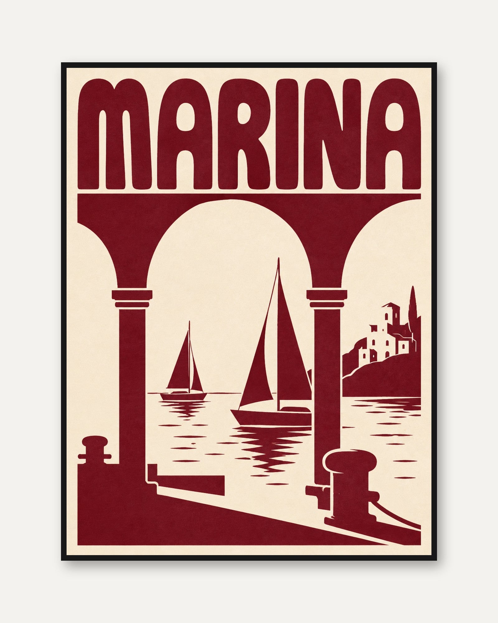 Marina Vintage Travel Poster – Italian Coast - framed
