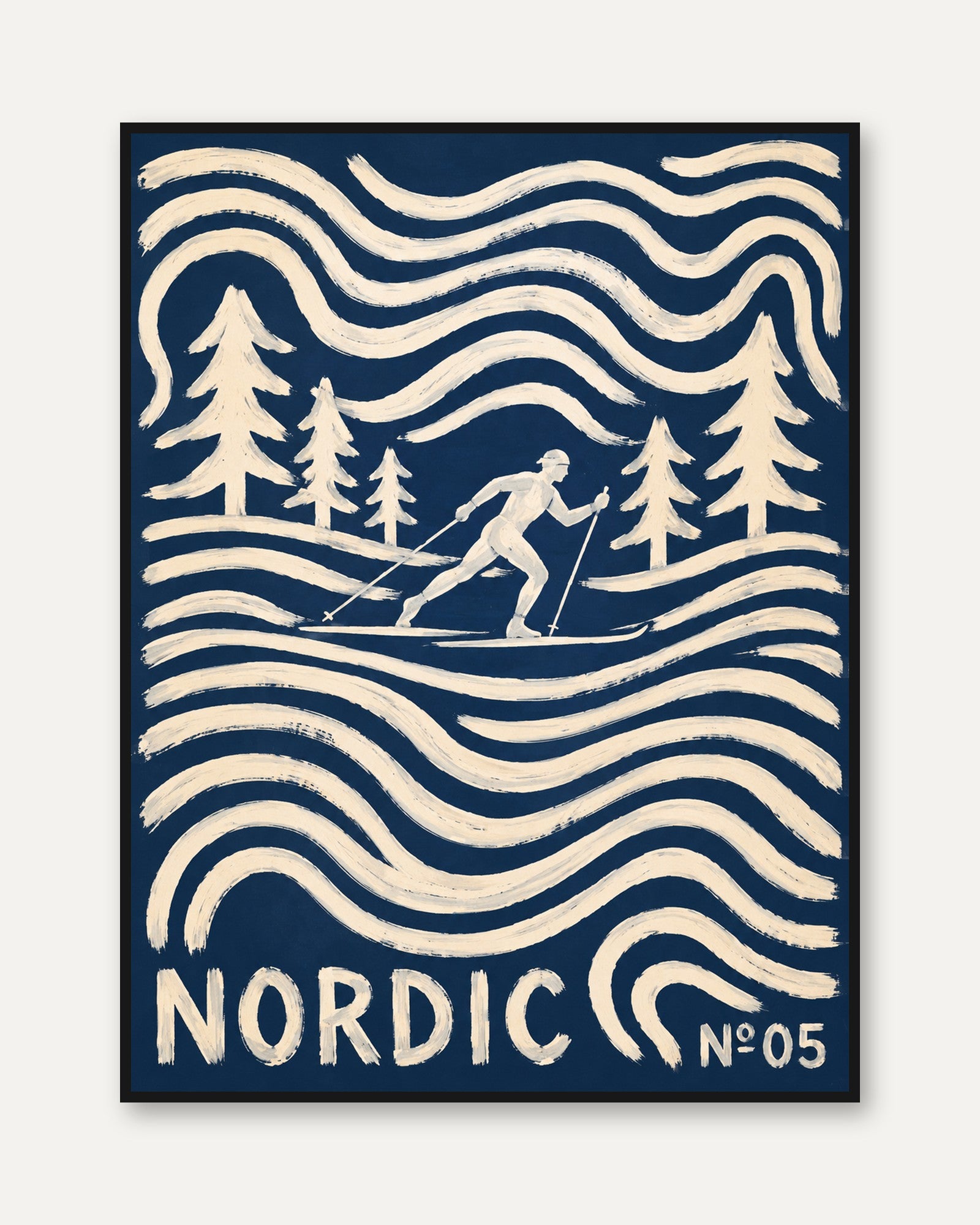 Nordic Skiing Poster – Cross Country Ski Wall Art - framed