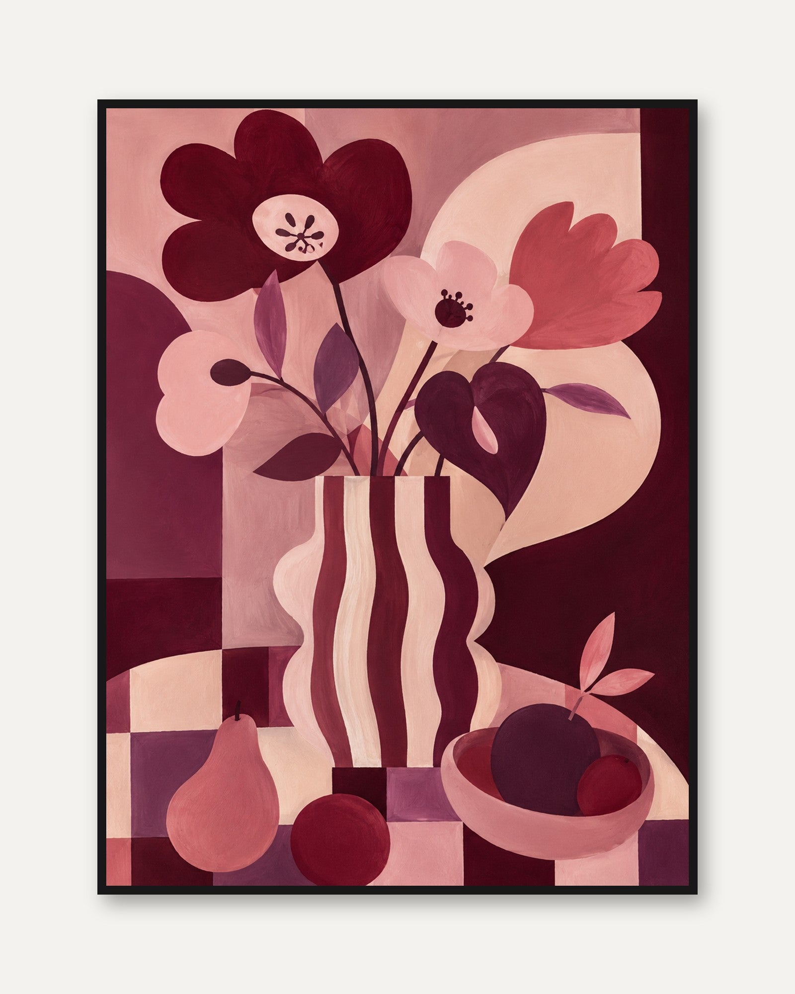 Pink Floral Vase Print - framed