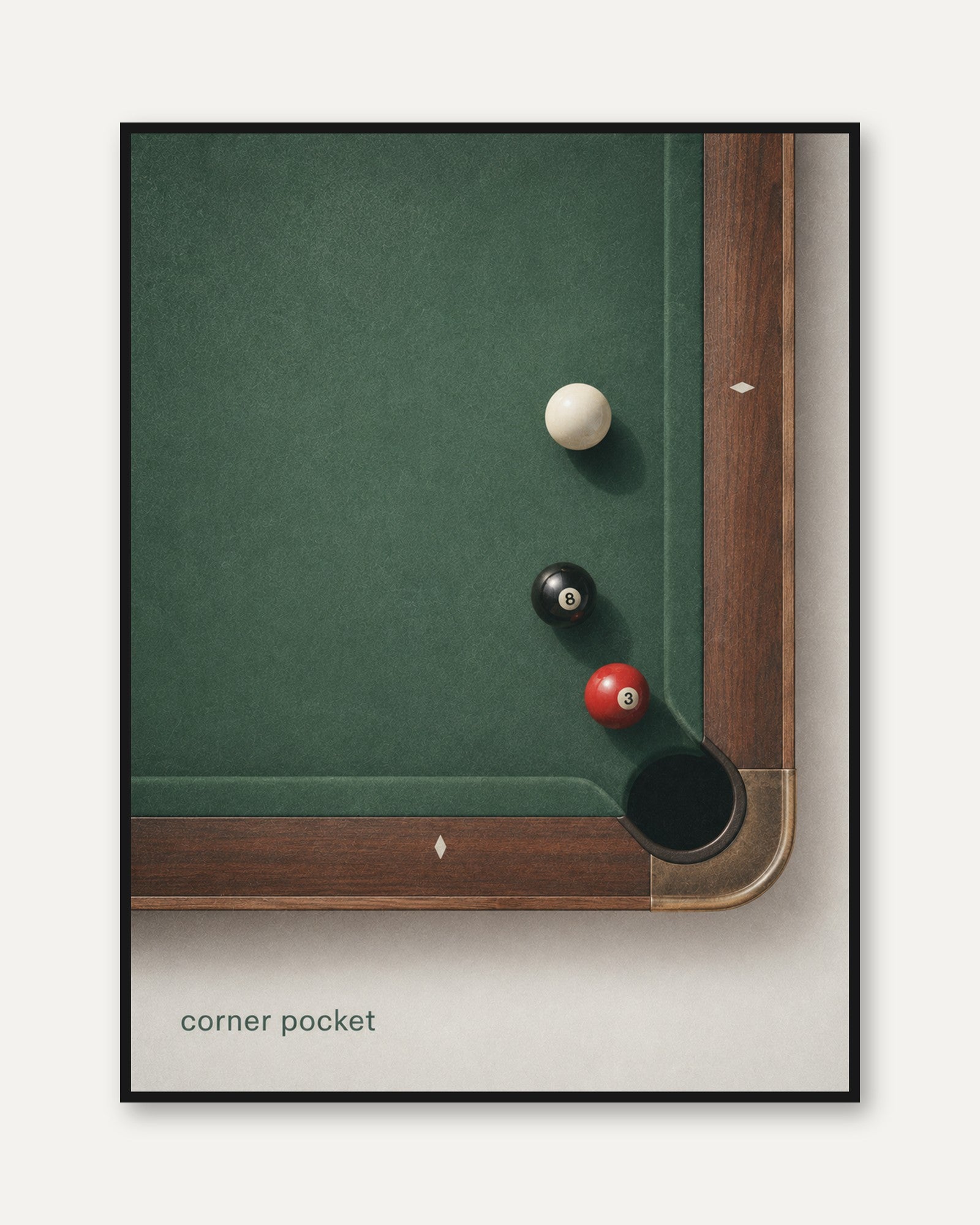 Minimalist Pool Table Print - framed