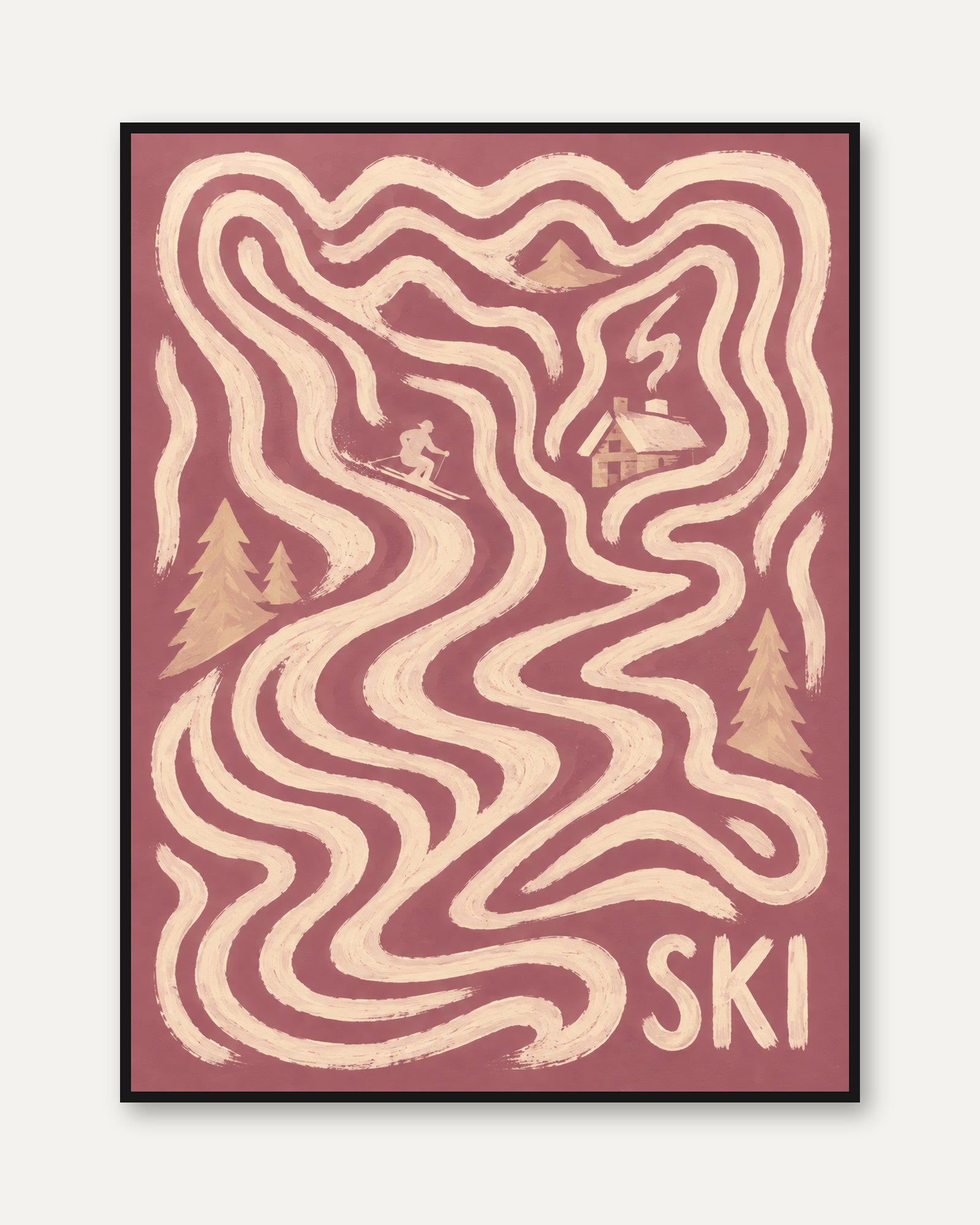 Ski Poster – Vintage Ski Print - framed