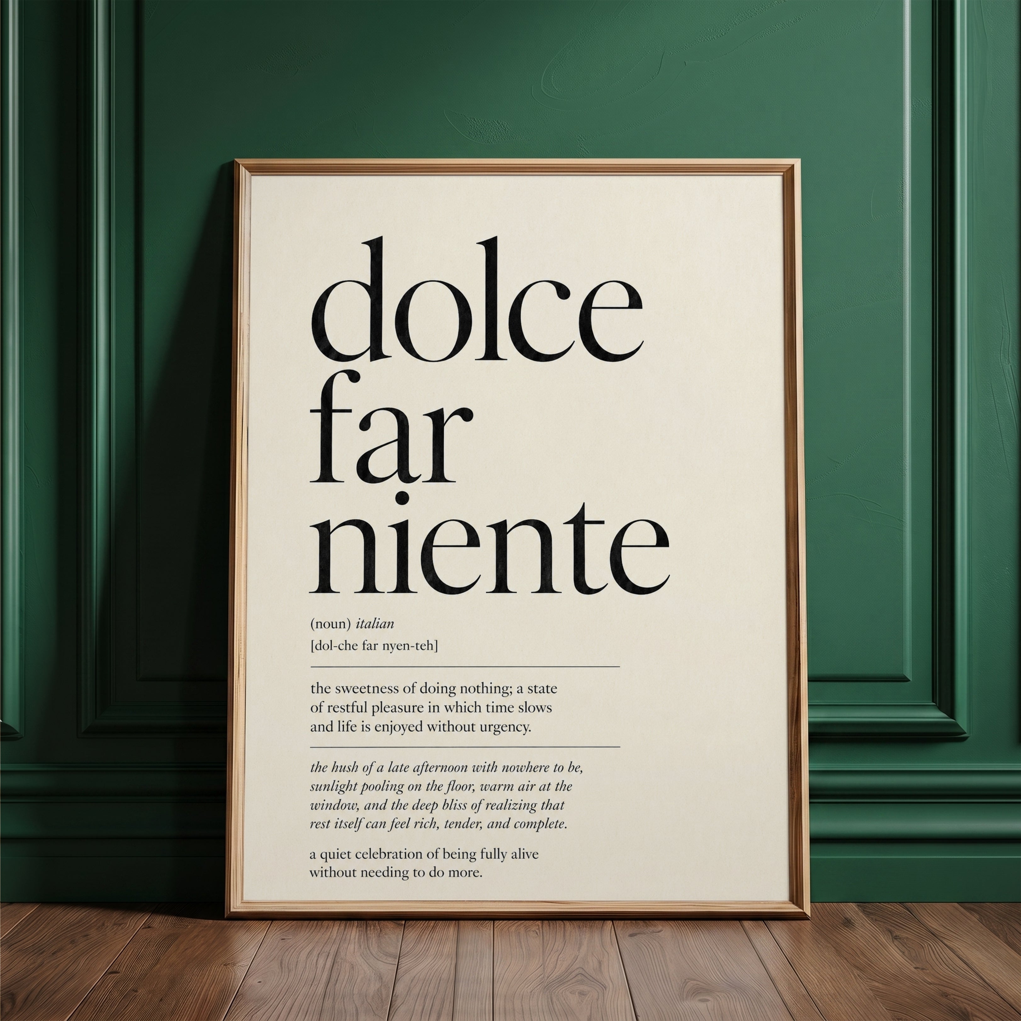 Neutral Wall Art, Dolce Far Niente Wall Art Print — Italian Quote Poster