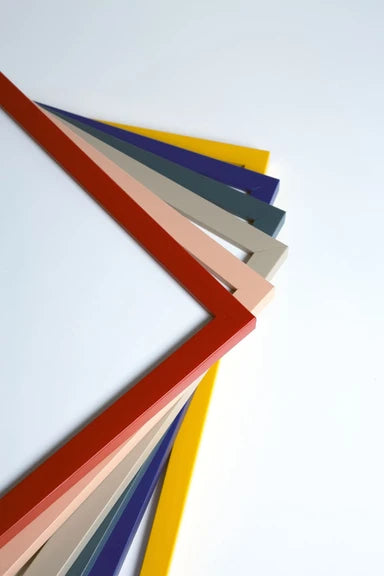 Corners of wooden frames in several colours
